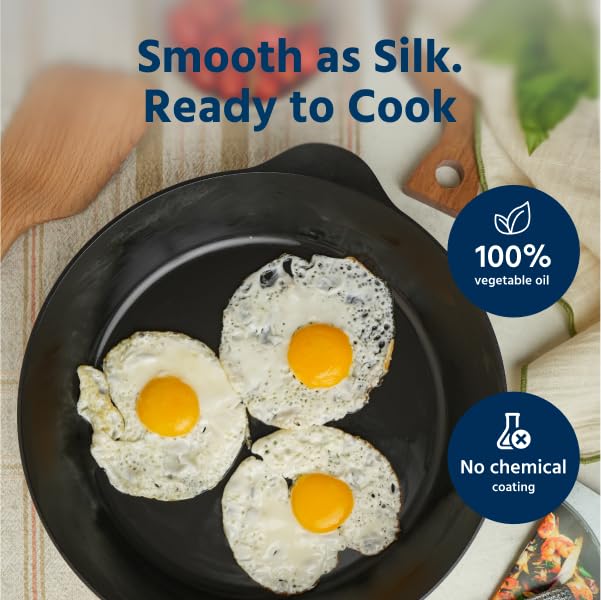 COOKLIFE poêle comparée à une assiette pour repère de taille pratique