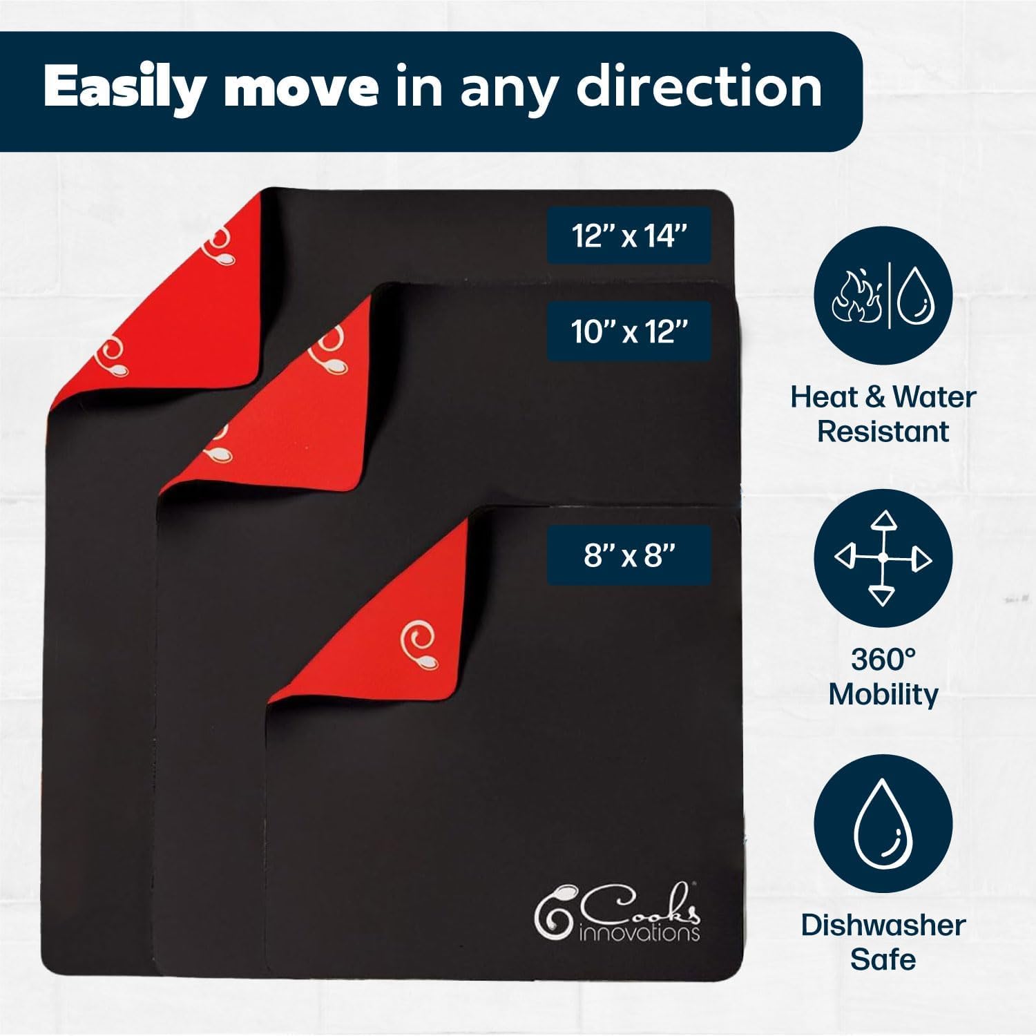 Tapis Cooks Innovations sous une friteuse montrant protection contre chaleur et rayures