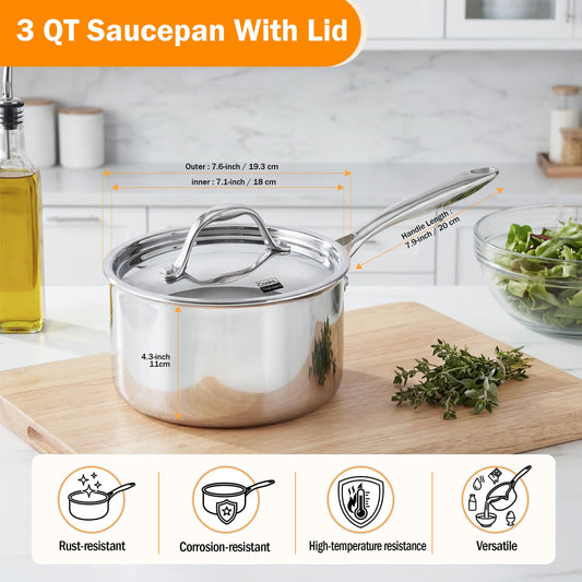 Cooks Standard gros plan intérieur brossé de la casserole montrant résistance et facilité nettoyage