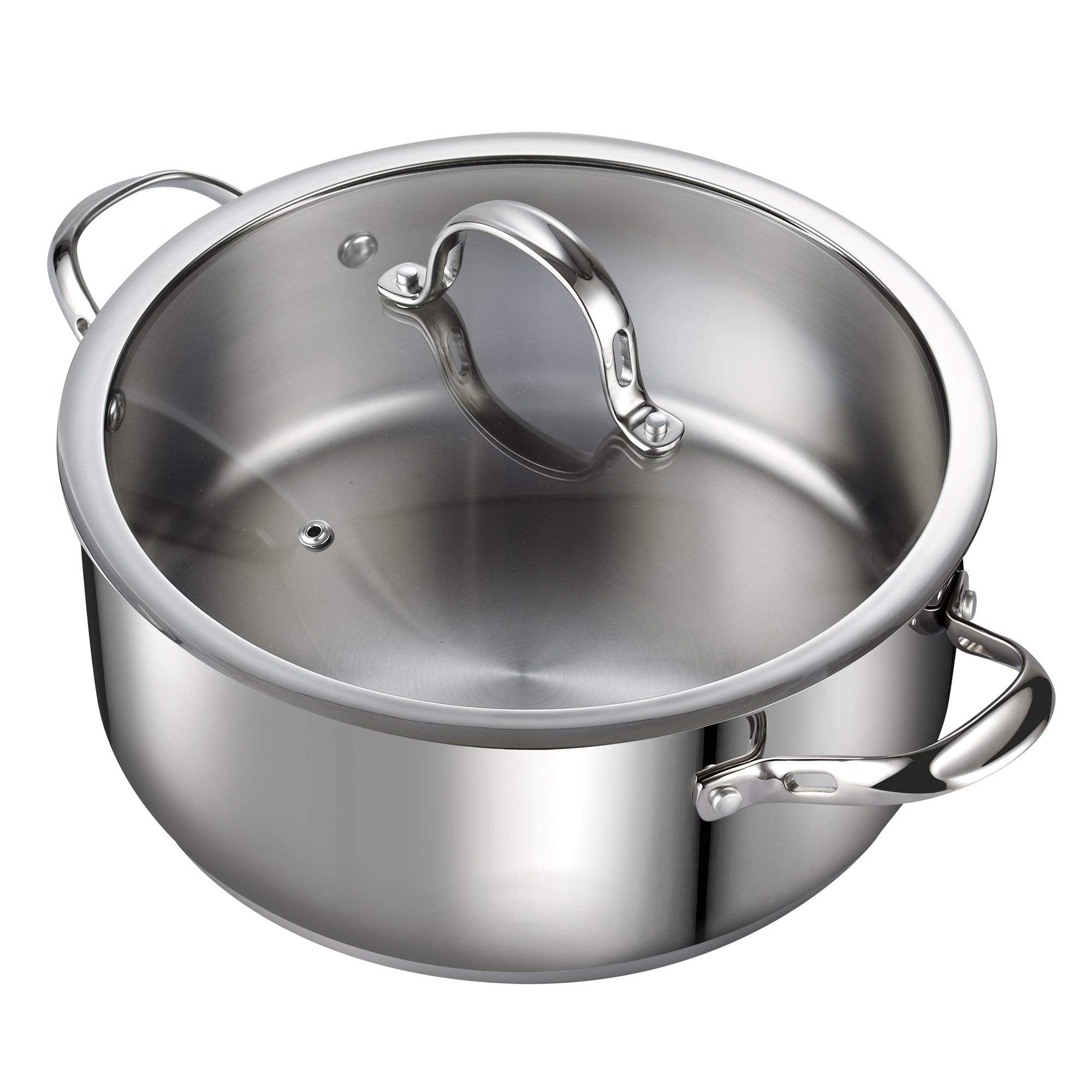 Cooks Standard faitout 7 qt face avant montrant finition inox et capacité