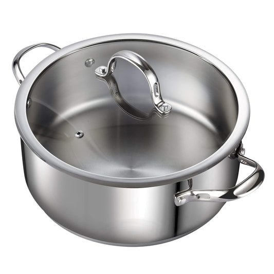 Cooks Standard faitout 7 qt face avant montrant finition inox et capacité