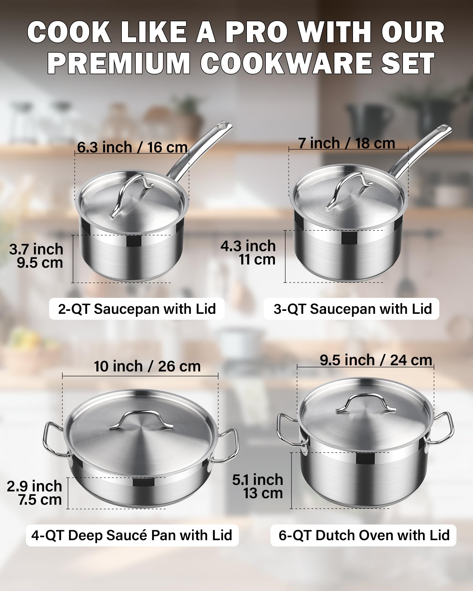 Cooks Standard gros plan acier 18/10 durable et finition brossée