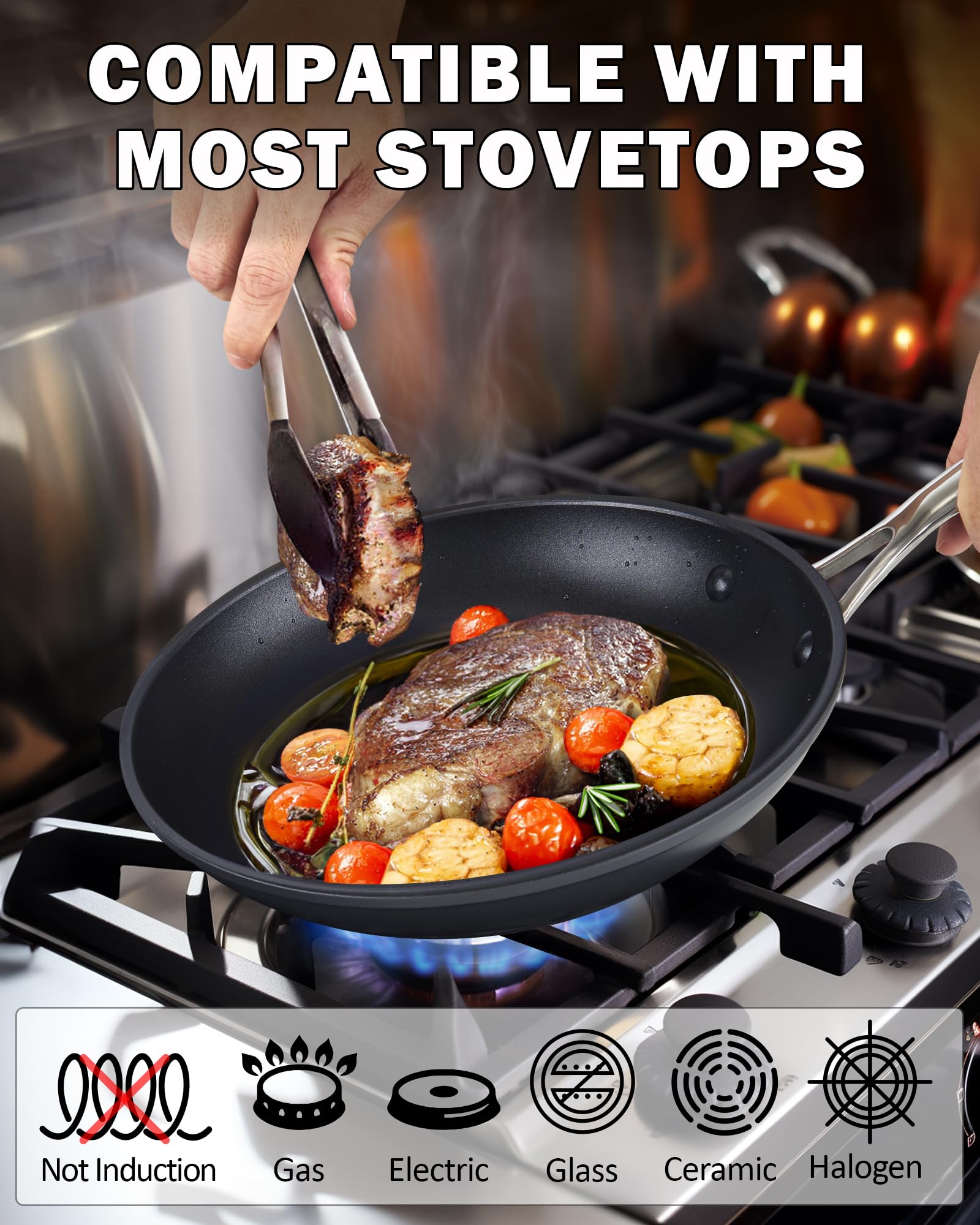 Cooks Standard poêle en usage avec omelette pour cuisson uniforme rapide