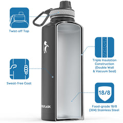 Coolflask gros plan inox 18/8 montrant surface durable et sans goût