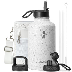 Coolflask gourde Arctic White vue de face montrant design et capacité