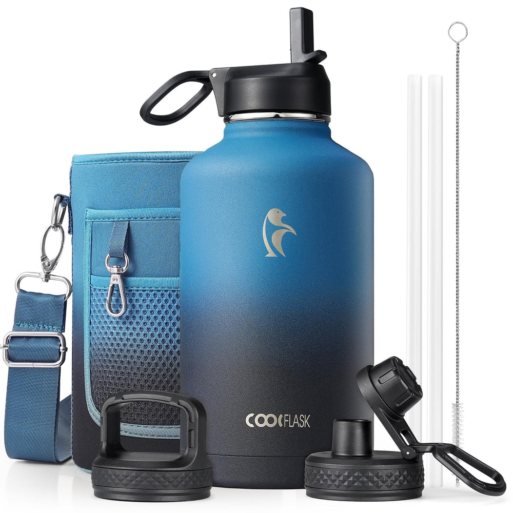 Coolflask gourde face avant montrant design solide et inscription de capacité
