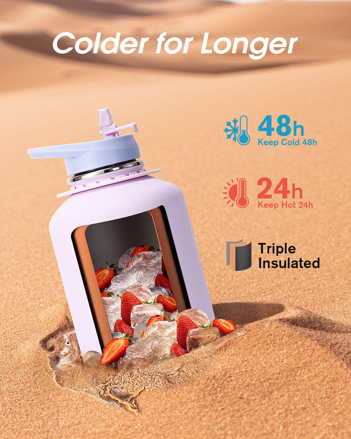 Gros plan inox Coolflask révélant la texture et la qualité 18/8, durable et hygiénique
