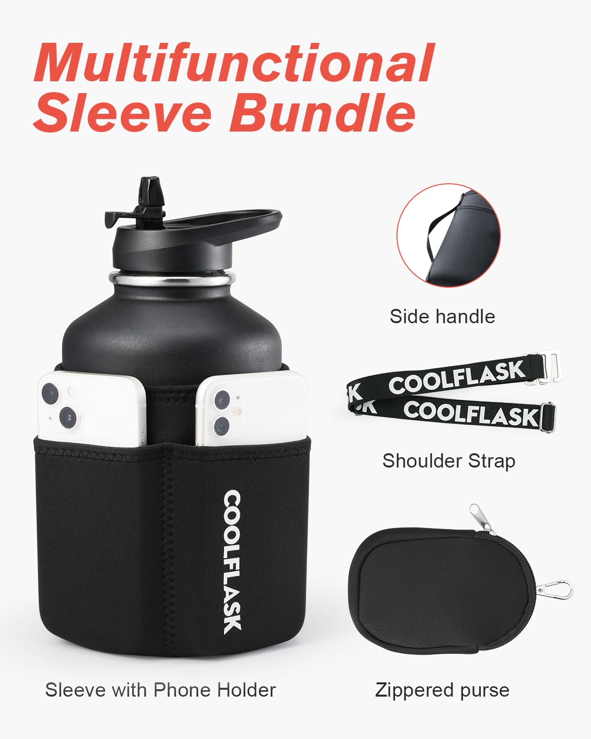 Coolflask détail housse PU offrant meilleure prise et protection