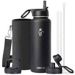 Coolflask vue face bouteille 40 oz montrant design robuste et prise en main confortable