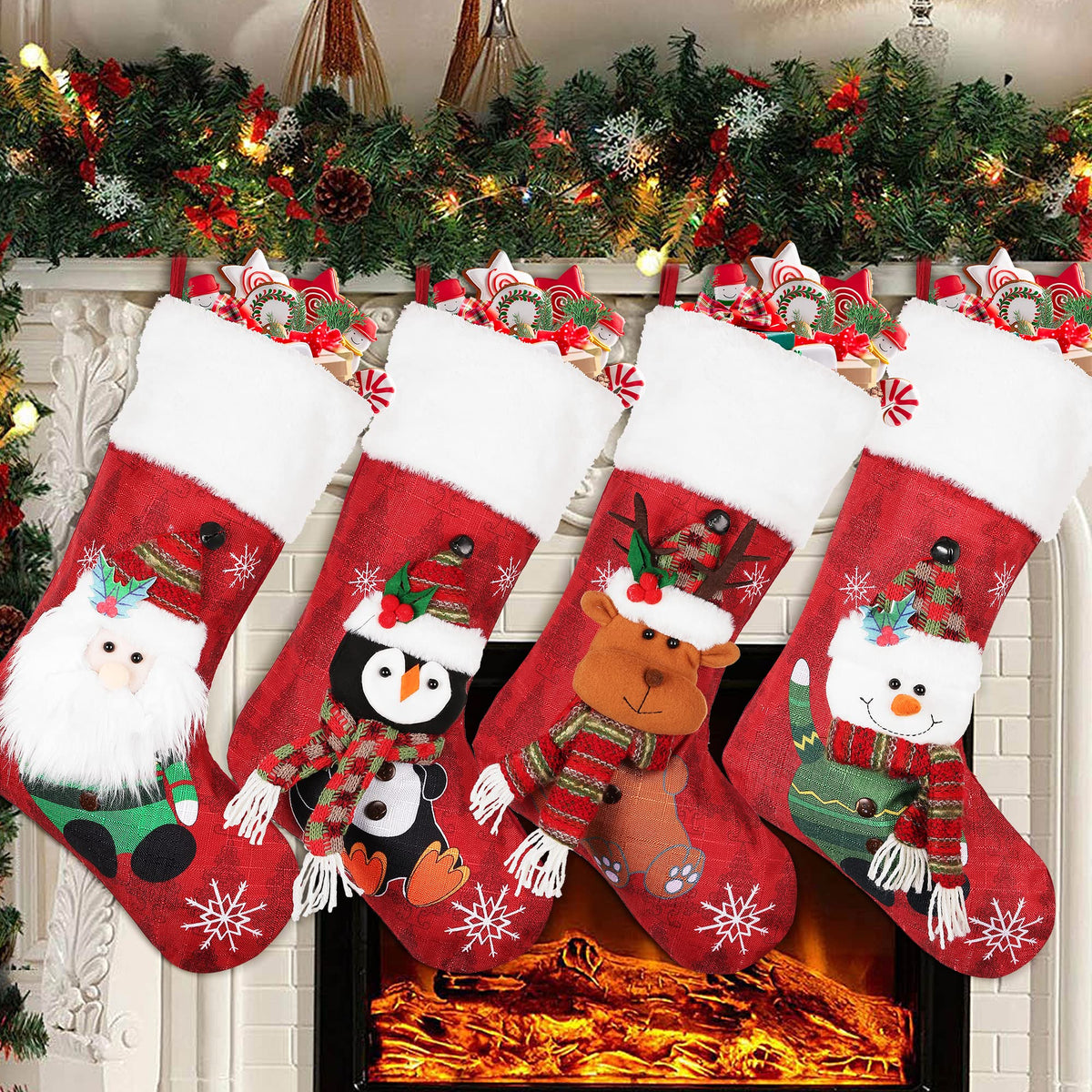 COOLWUFAN chaussette devant montrant motif et esthétique festive