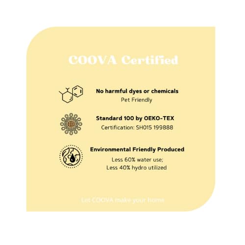 COOVA détail étiquette montrant qualité et instructions d'entretien