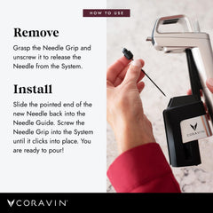 CORAVIN outil de nettoyage montrant dégagement simple des résidus