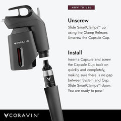 CORAVIN boîte de six capsules argentées offrant stockage pratique et remplacement facile