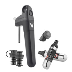 CORAVIN Pivot Plus vue avant du système posé à côté du kit complet bénéfice préservation