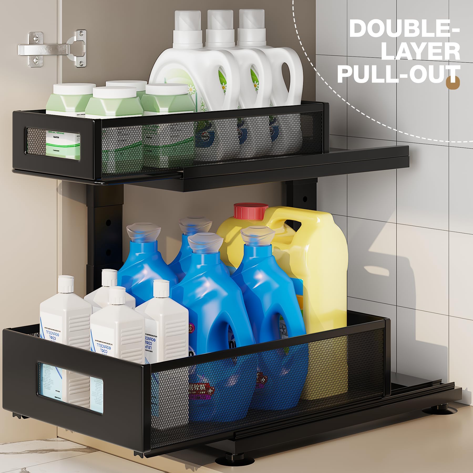 Corbyles comparaison taille montrant rangement pour bouteilles et produits ménagers