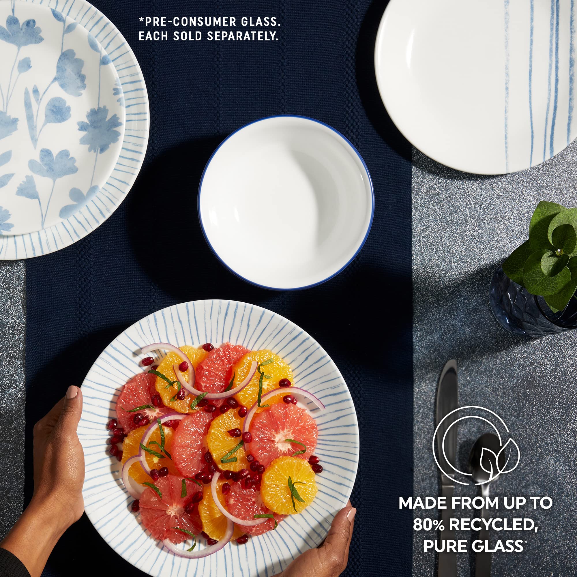 Corelle emballage et étiquette Vitrelle signalant durabilité et origine