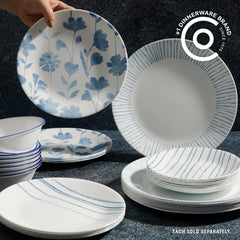 Corelle gros plan sur motif Botanical Stripes montrant détail décoratif durable
