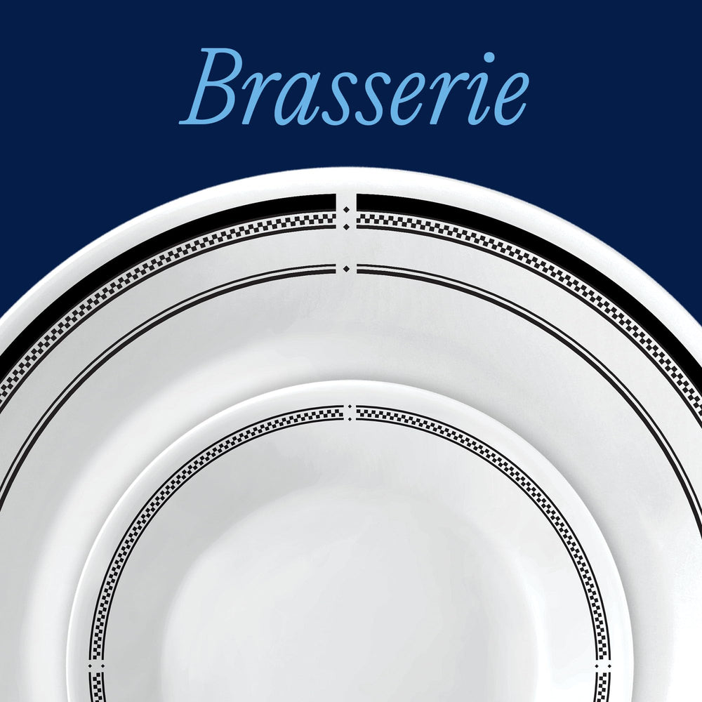 Corelle brasserie gros plan liseré noir pour style bistrot raffiné