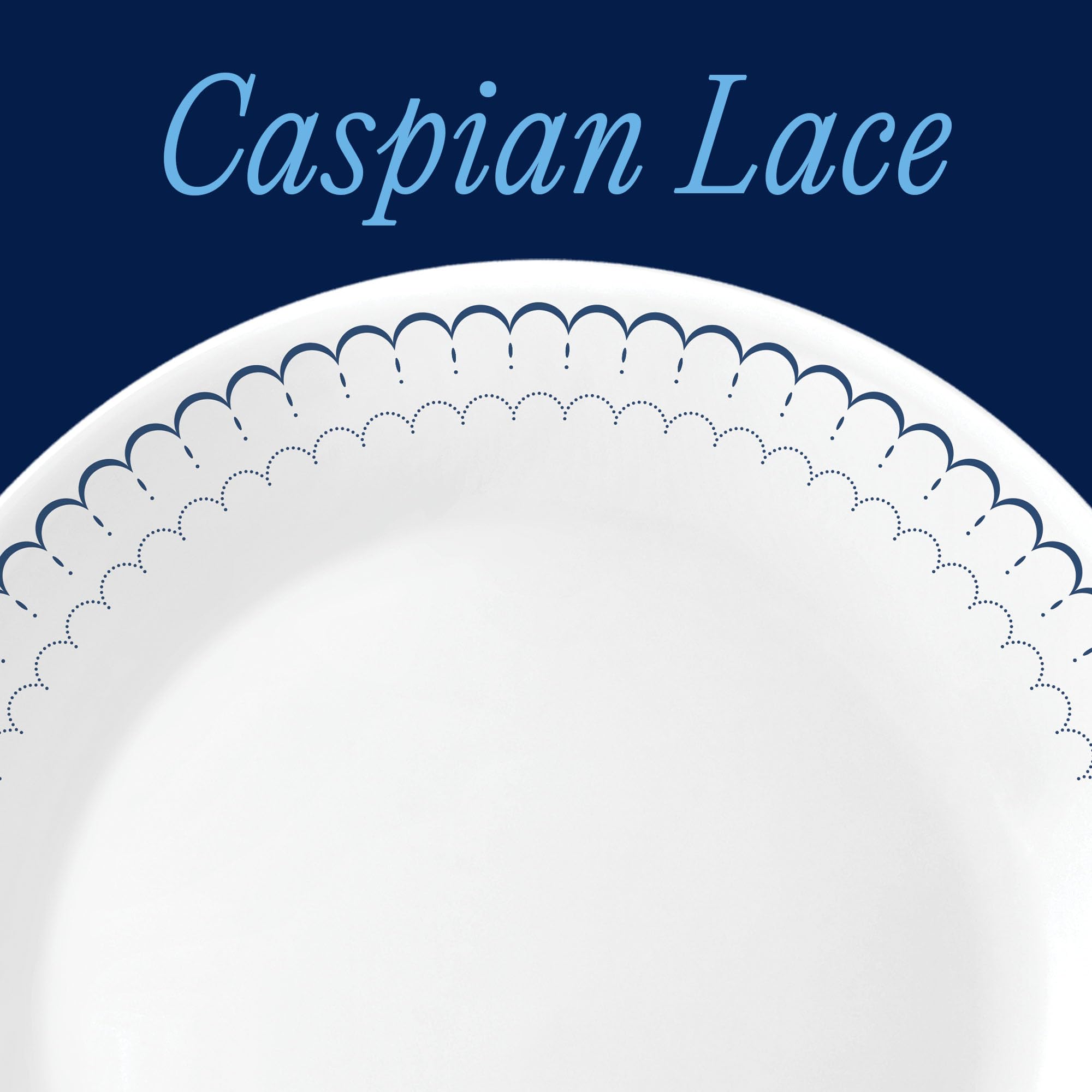Corelle motif Caspian Lace gros plan, design bleu marine net