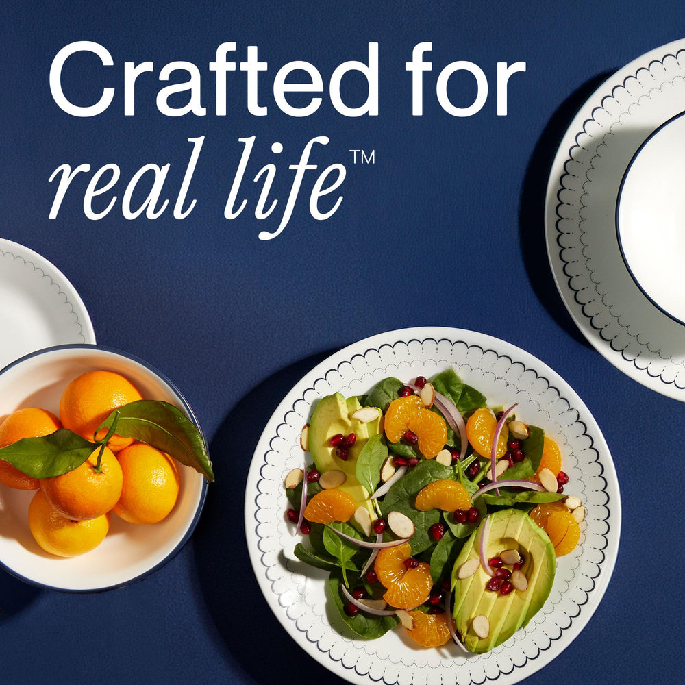 Corelle comparaison taille 26 cm avec couverts, visualisation portions
