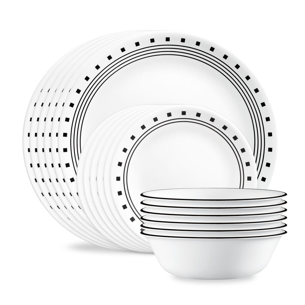Corelle service City Block 18 pièces posé, design moderne et gain de place