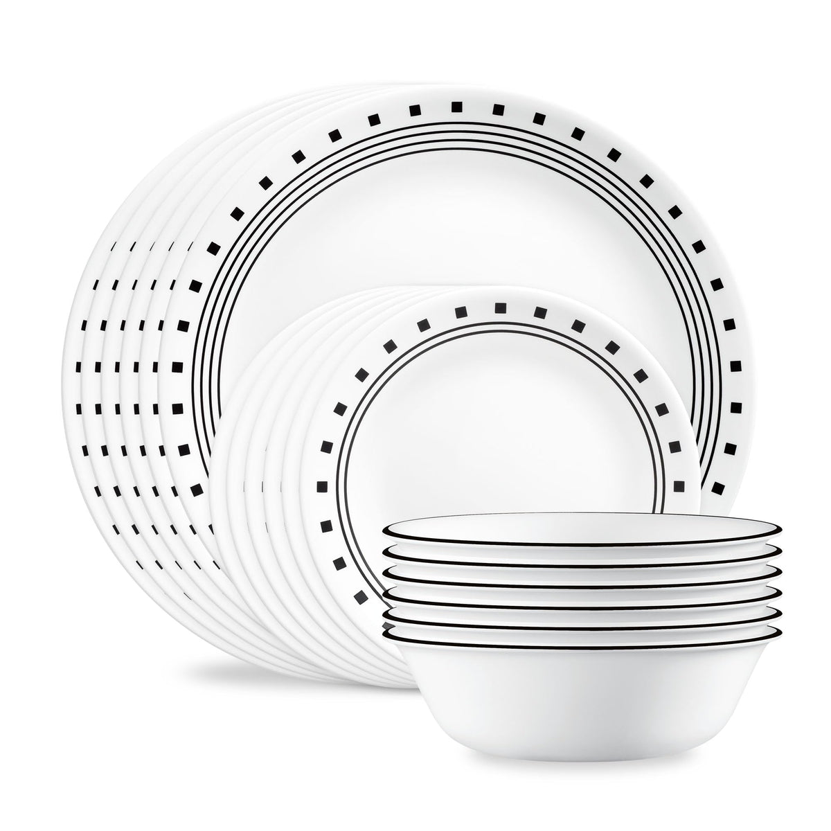 Corelle service City Block 18 pièces posé, design moderne et gain de place