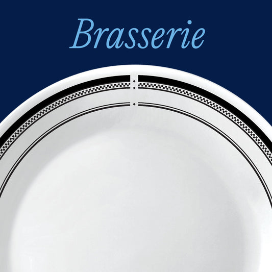 Corelle gros plan du bord noir, contraste esthétique et durable