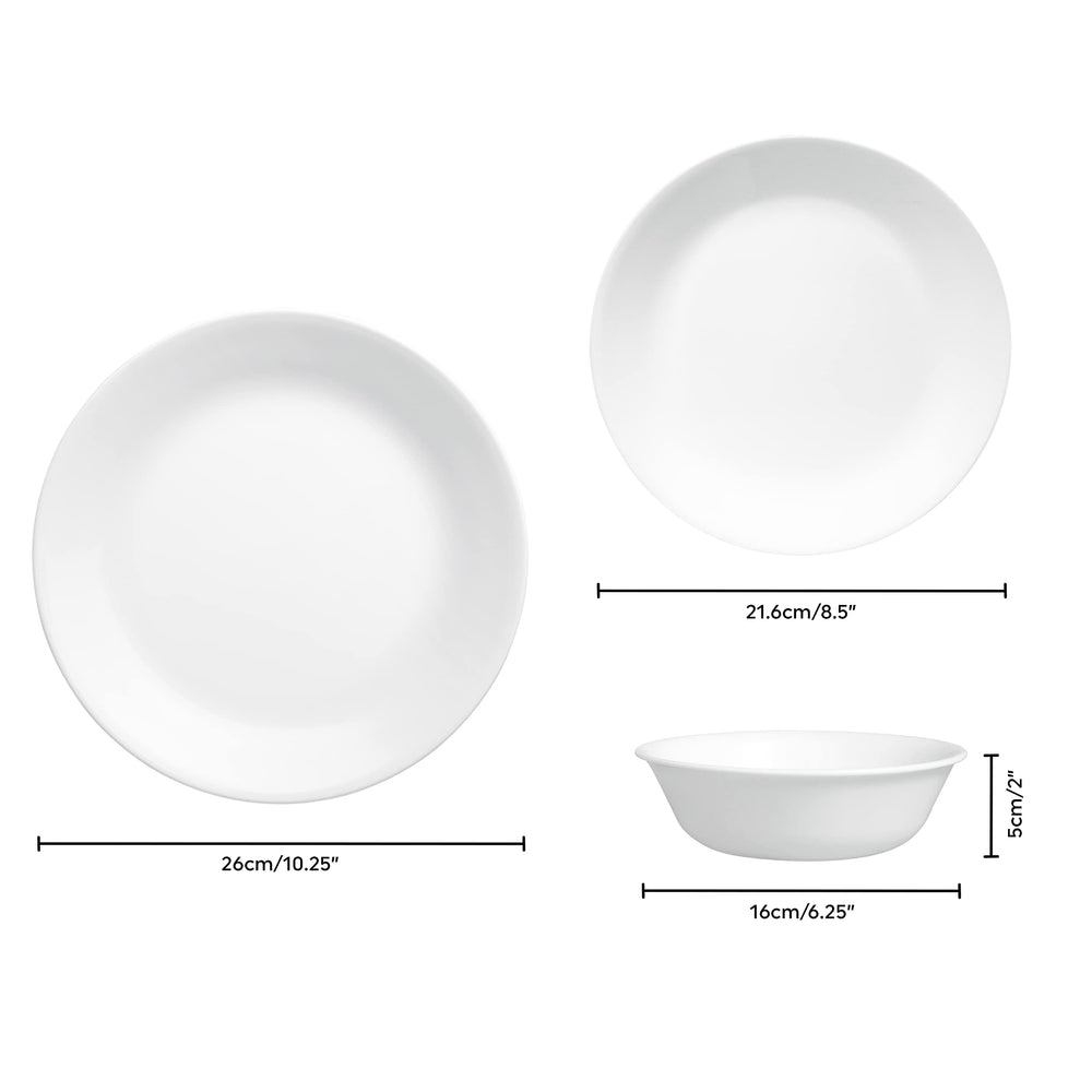 Corelle gros plan profil mince montrant verre Vitrelle solide et léger