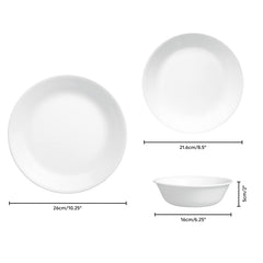 Corelle gros plan profil mince montrant verre Vitrelle solide et léger