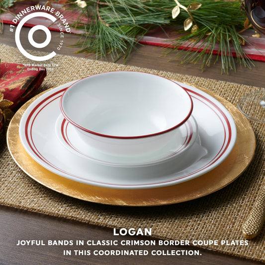 Corelle Logan gros plan bordure rouge soulignant finition soignée
