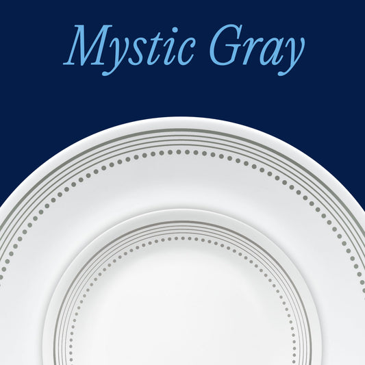 Corelle Mystic Gray assiette de service gros plan affichant légèreté et finition lisse