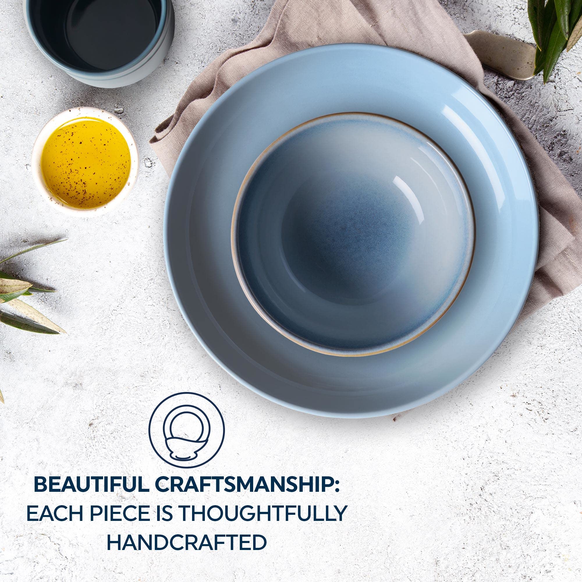 Corelle table mise en scène Nordic Blue pour atmosphère conviviale