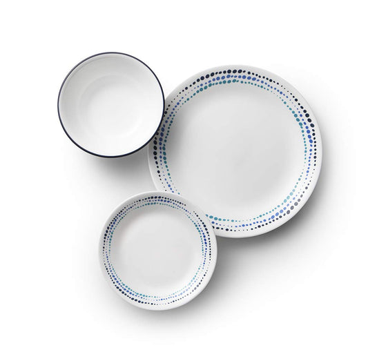 Corelle gros plan assiette plate montrant texture Vitrelle, résistance et esthétique