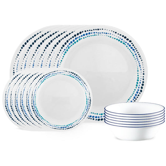 Corelle ensemble Ocean Blue posé face visible, design bleu moderne et gain de place