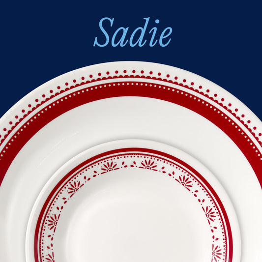 Corelle Sadie gros plan motif framboise montrant design décoratif durable