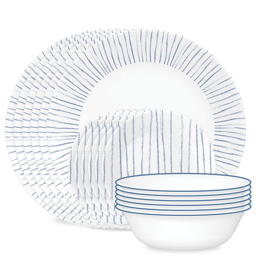 Corelle vue de face du service Nautical Stripes pour une table élégante