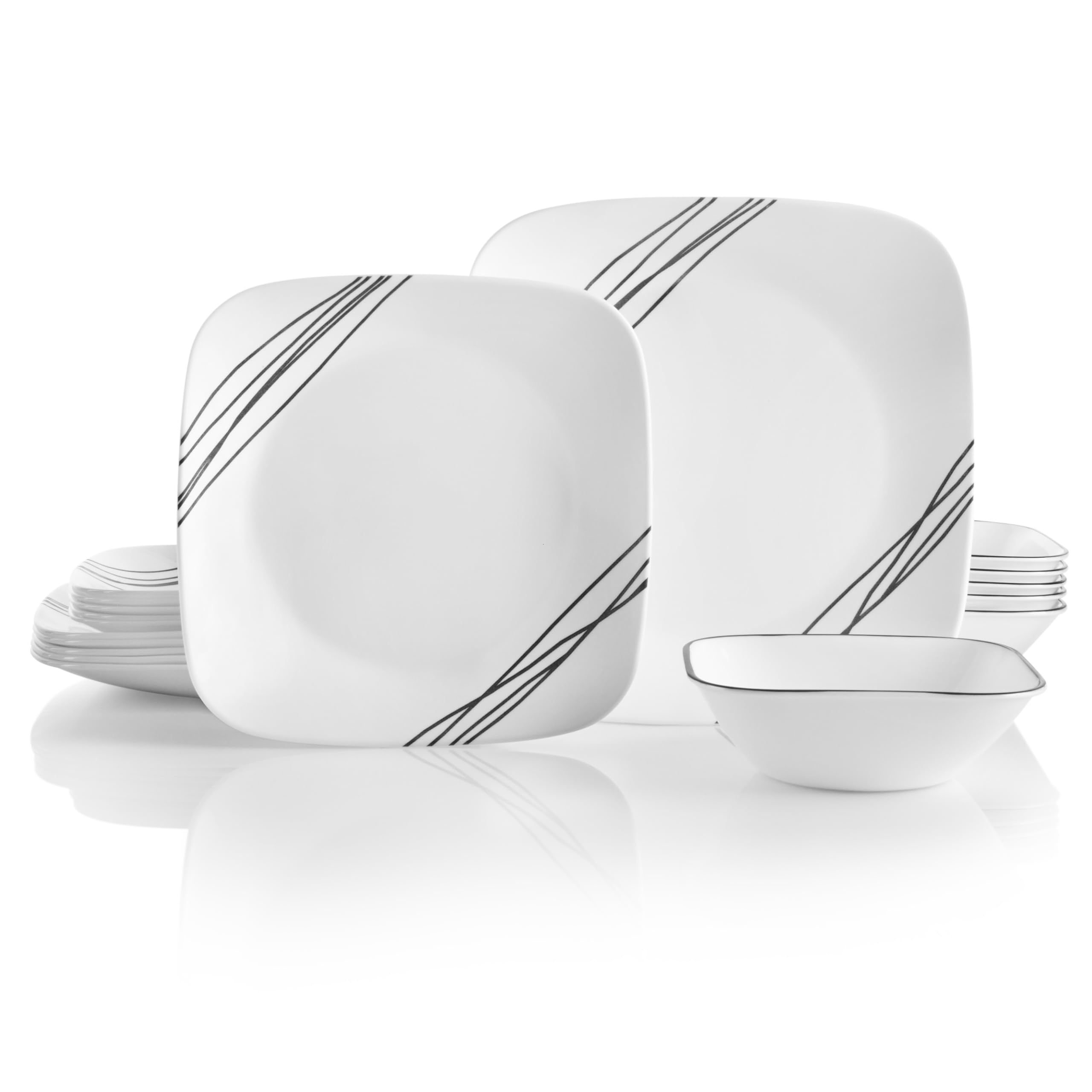 Corelle Vitrelle vue d'ensemble du service 18 pièces montrant l'élégance et la praticité