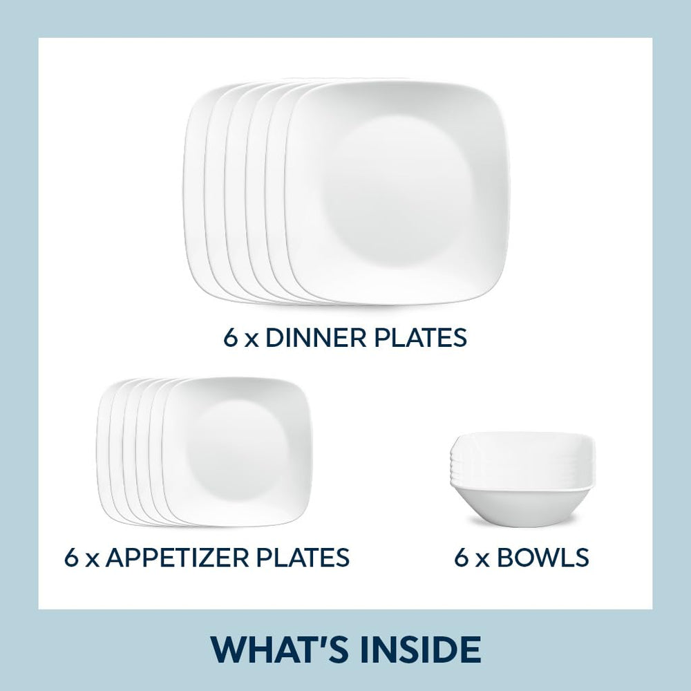 Corelle profil d'une assiette carrée montrant finesse et design blanc pur pratique