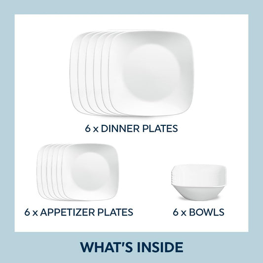 Corelle profil d'une assiette carrée montrant finesse et design blanc pur pratique
