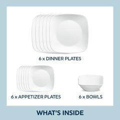 Corelle profil d'une assiette carrée montrant finesse et design blanc pur pratique