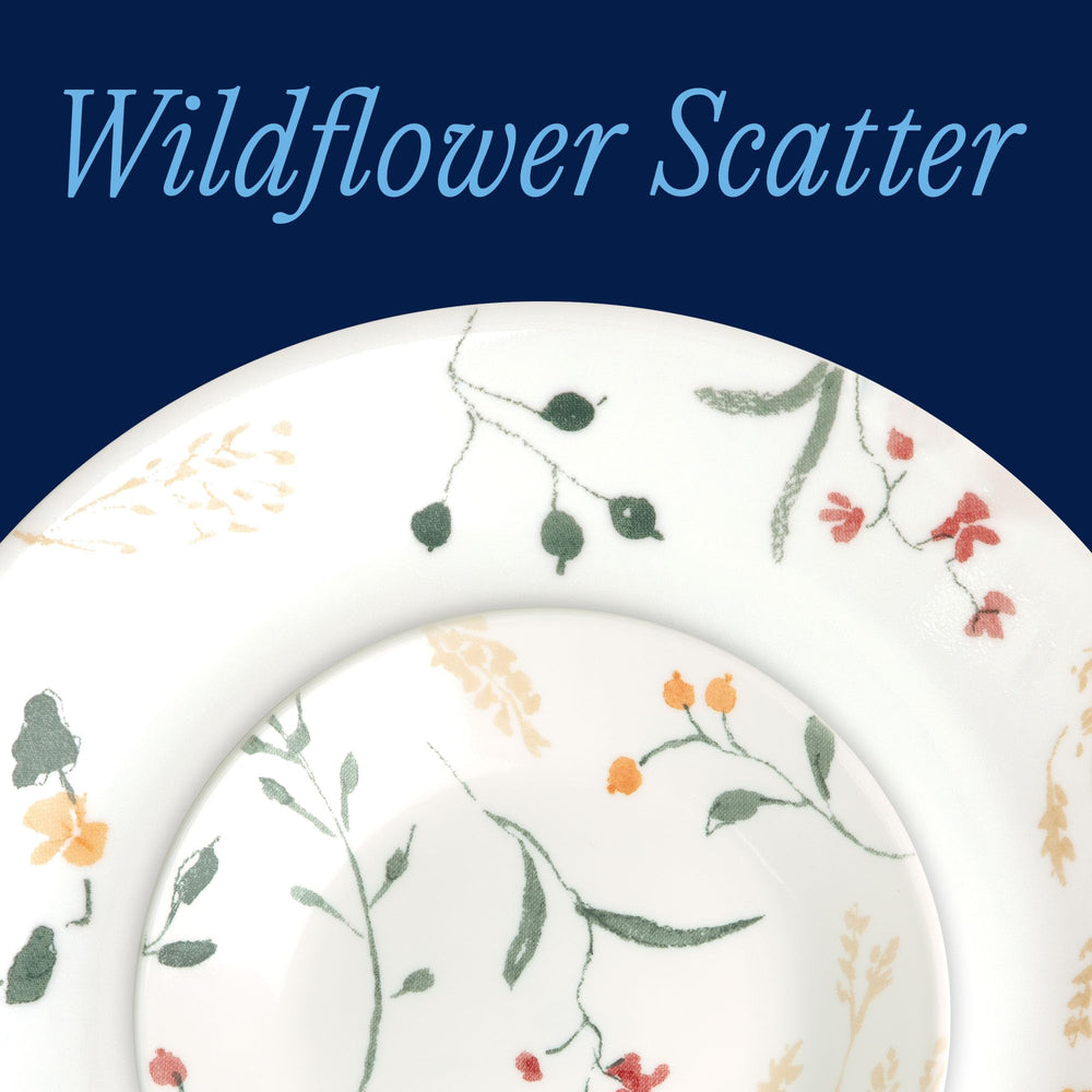 Corelle Wildflower gros plan assiette plate montrant finition lisse et robustesse