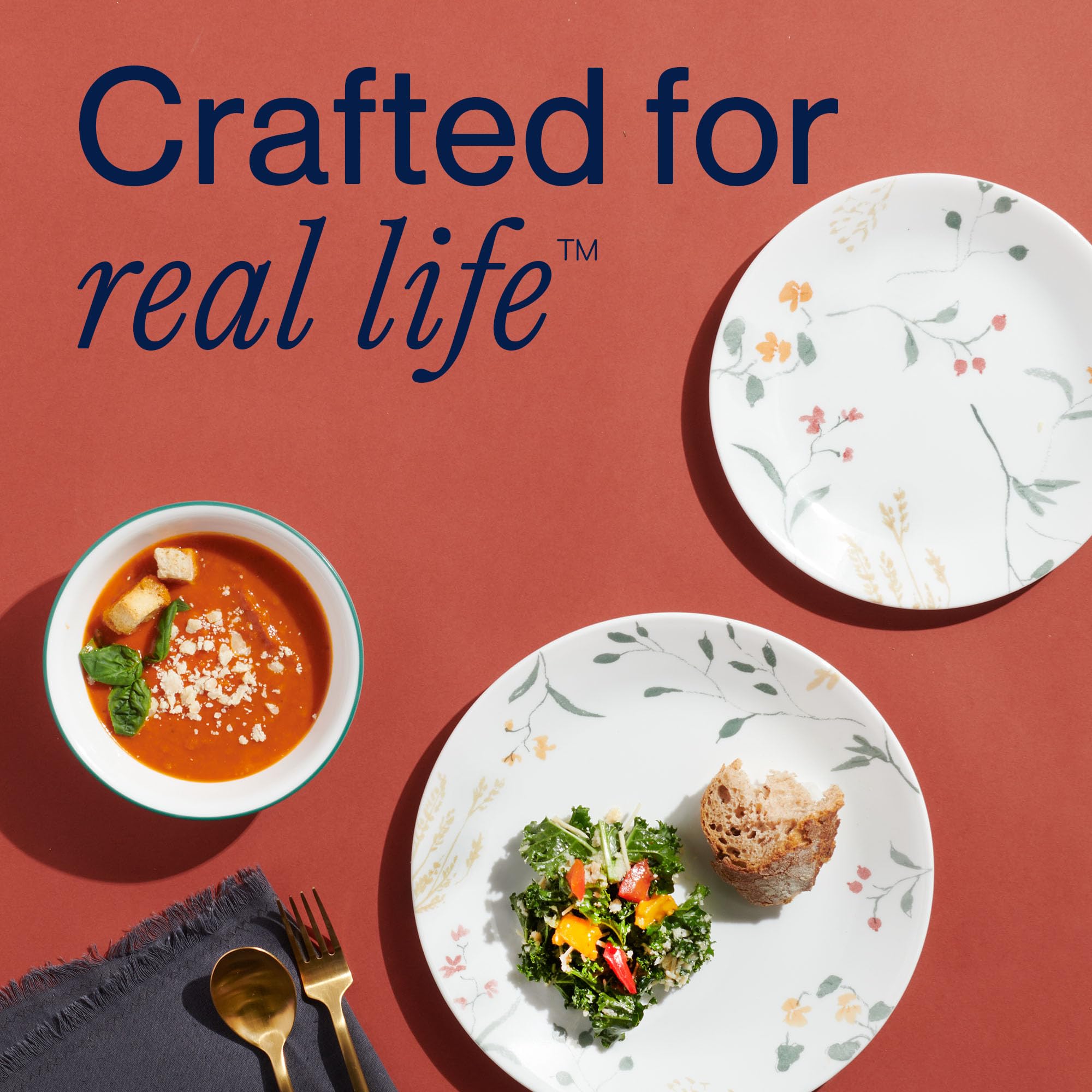 Corelle Wildflower mise en table petit déjeuner illustrant style pratique