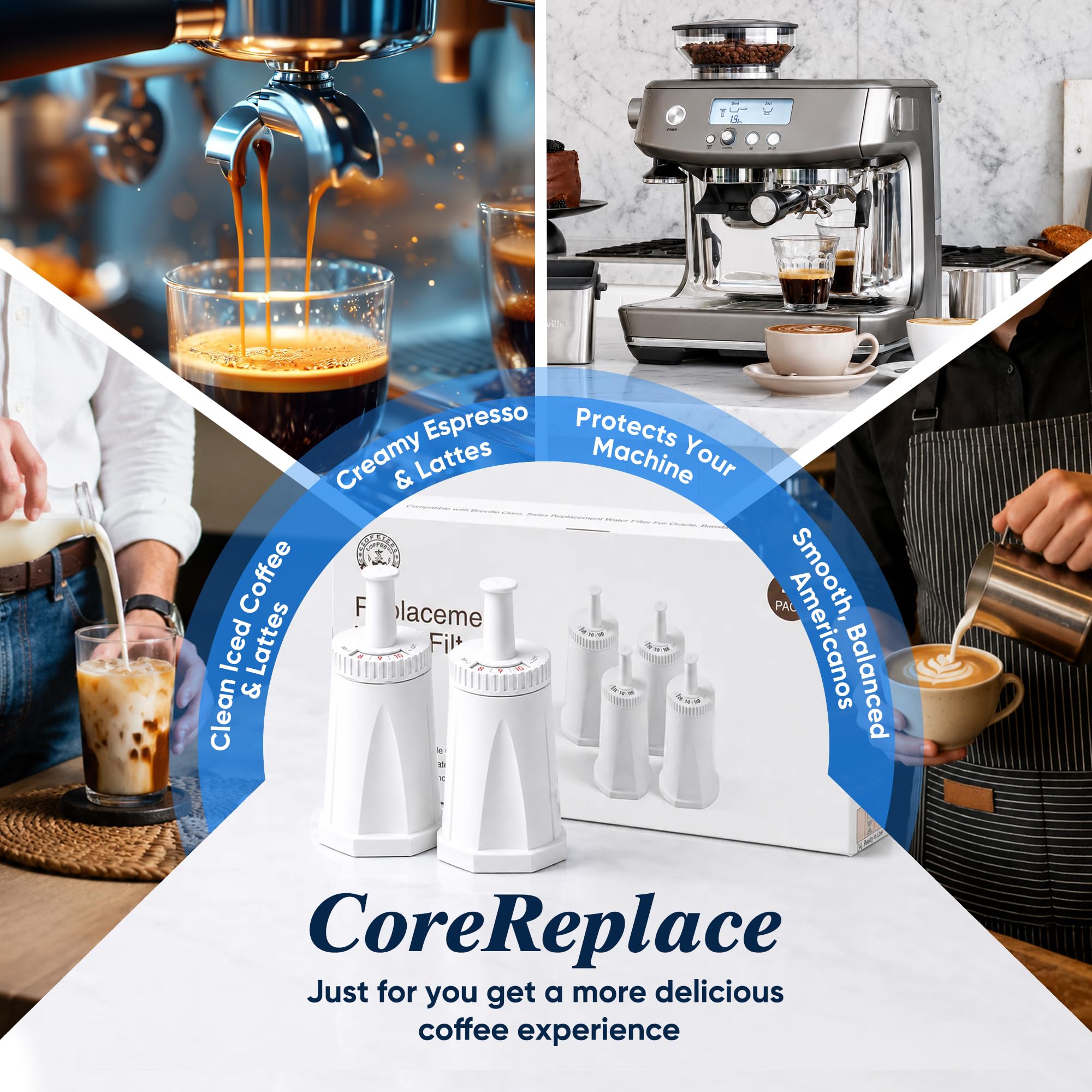 CoreReplace tasse de café et machine illustrant amélioration d'arôme