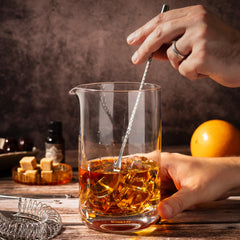 Cork & Mill ensemble d'accessoires inox montrant jigger et cuillère