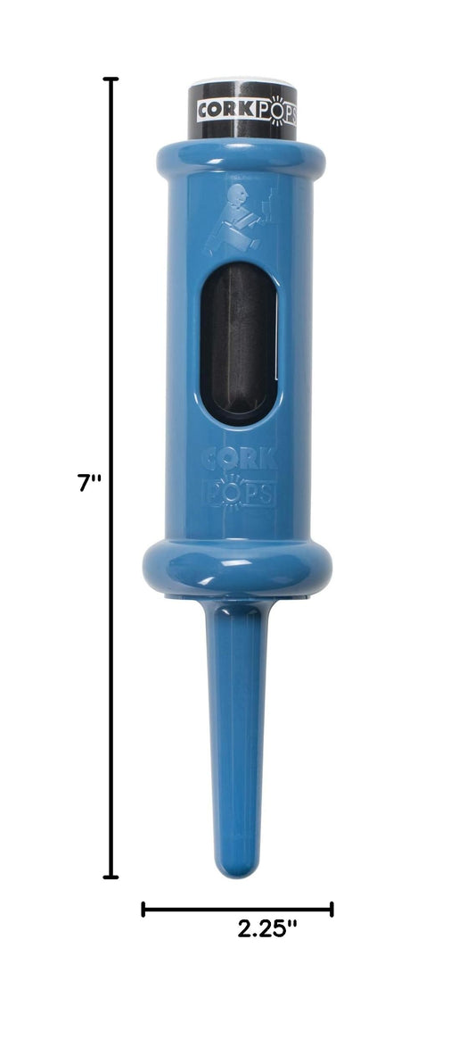 Cork Pops Marina Blue en action perçant un bouchon, extraction rapide et propre