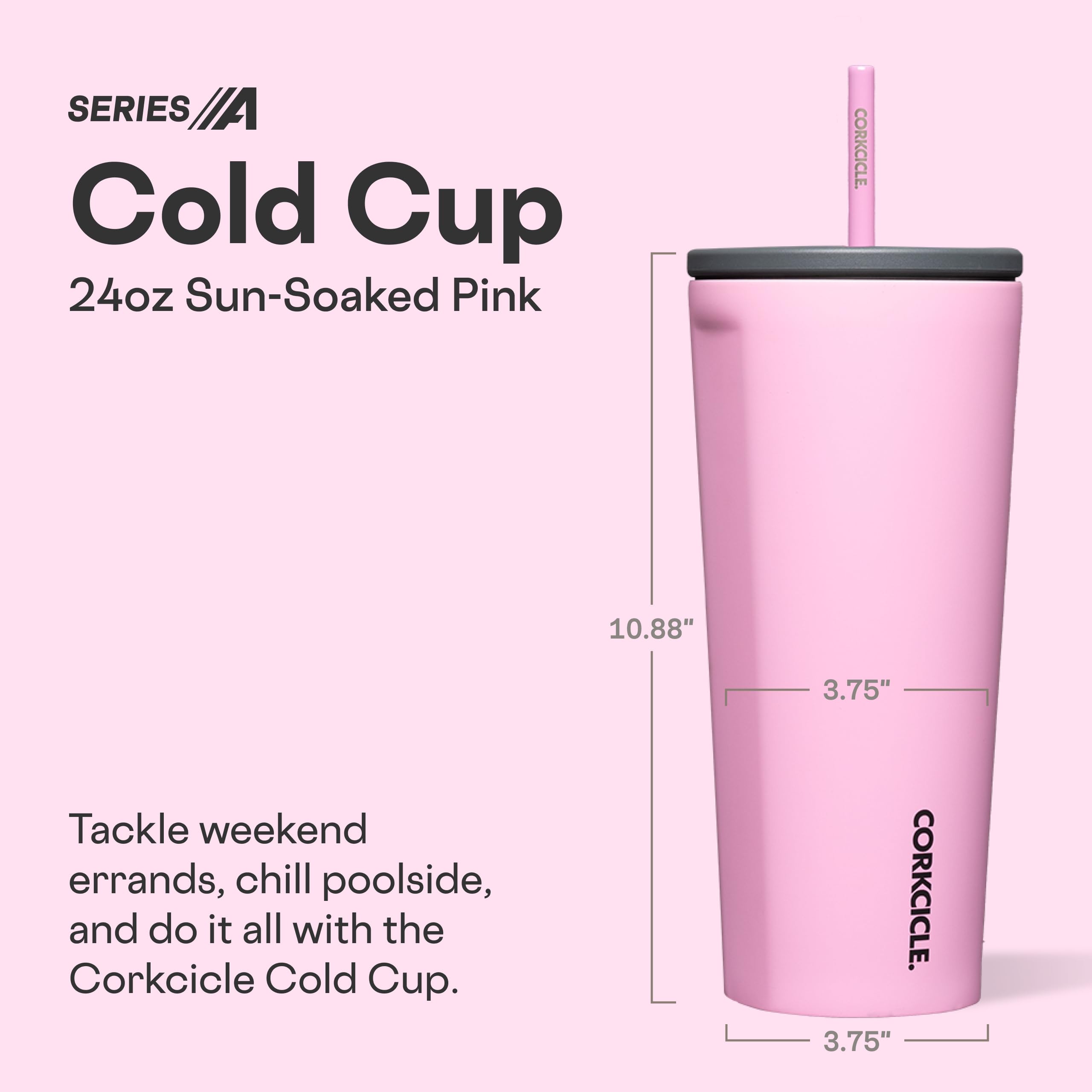 Corkcicle Cold Cup vue de profil illustrant la forme compatible porte-gobelet