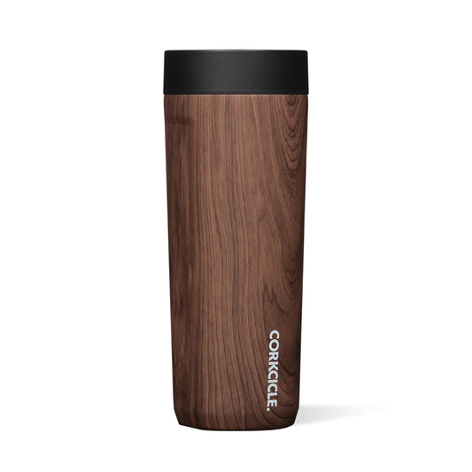 Corkcicle Commuter Cup face avant en finition noyer, élégant et isolant