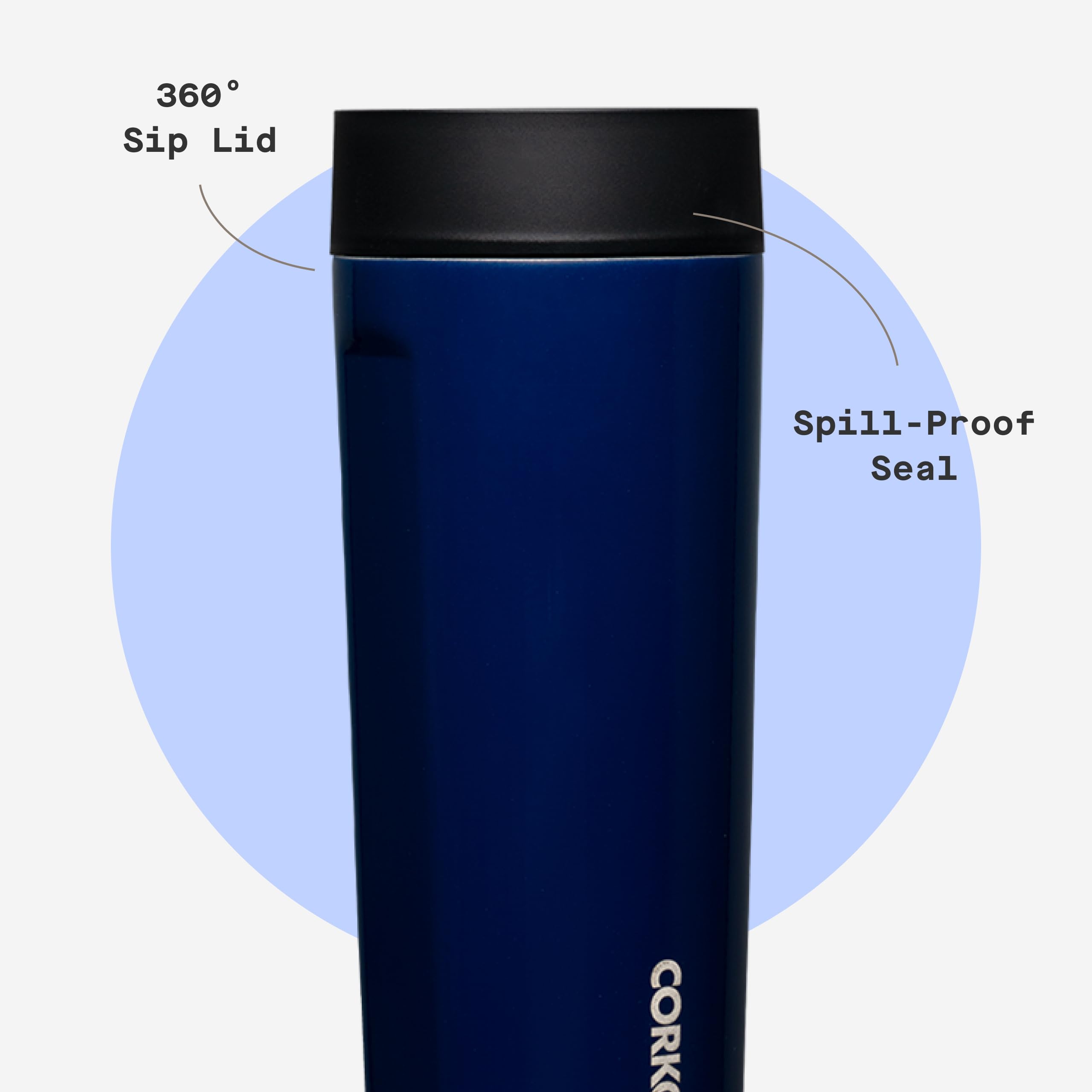 Corkcicle Commuter Cup glissé dans un sac pour transport sûr et gain de place
