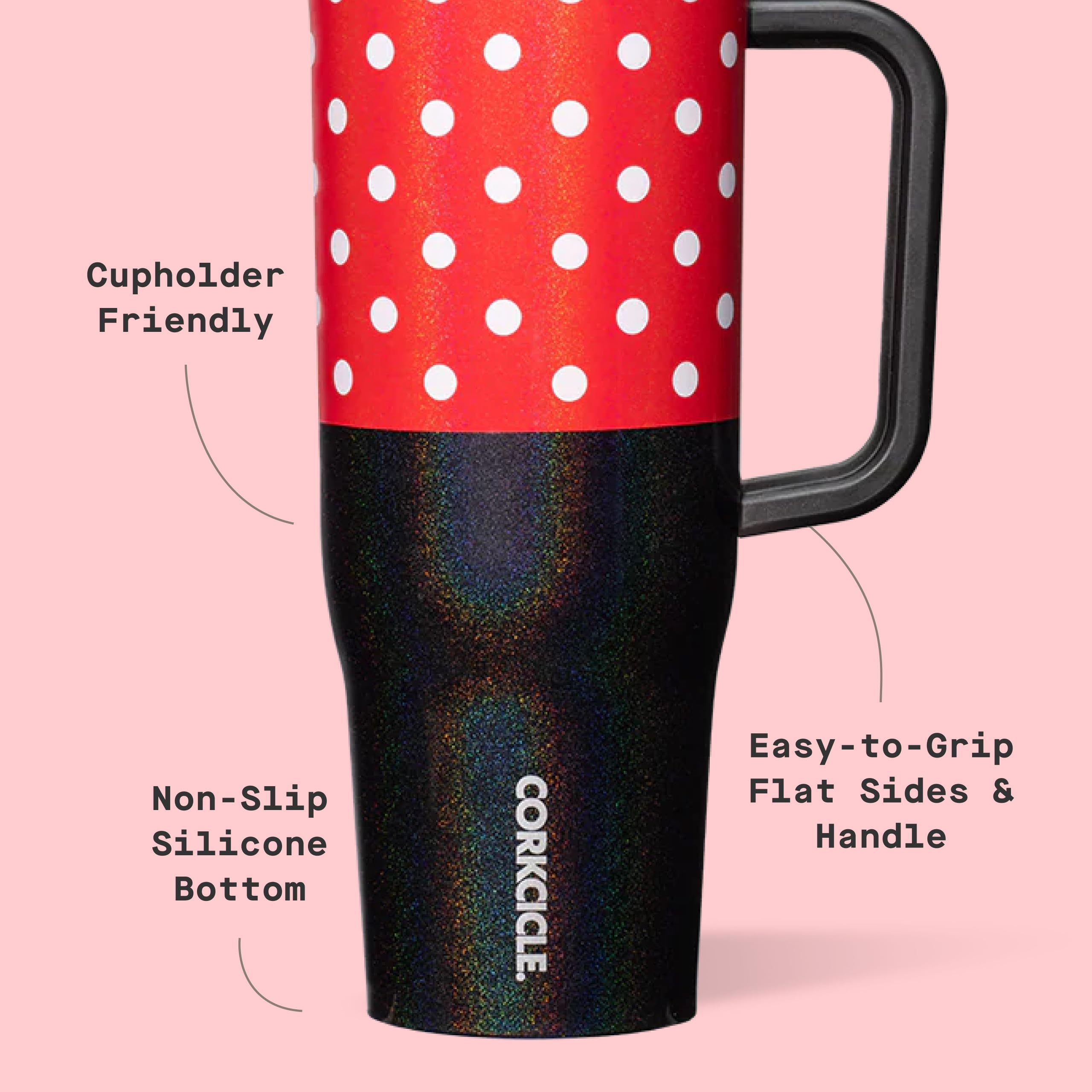 Corkcicle gobelet Minnie base antidérapante assurant stabilité sur surfaces lisses