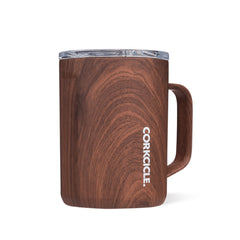 Corkcicle mug en Walnut Wood posé de face montrant la finition élégante et durable